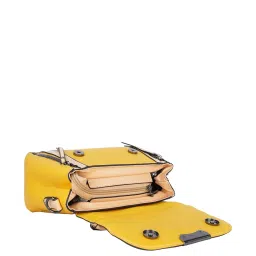 Luvoksi Yellow & Beige Solid Medium Handbag image 5