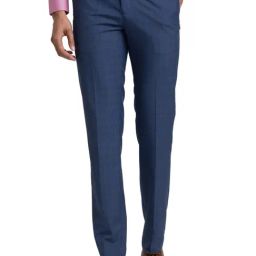 Raymond Blue Contemporary Fit Checks Trousers-picture-1