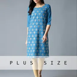 Aurelia Blue Floral Print Straight Kurta image 1