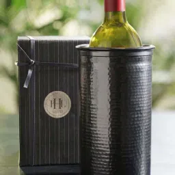 Pure Home and Living Grey Stainless Steel Matt Finish Hammered Wine Chiller-image-30