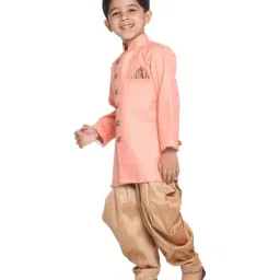 VASTRAMAY Kids Pink & Rose Gold Sherwani Set image 3
