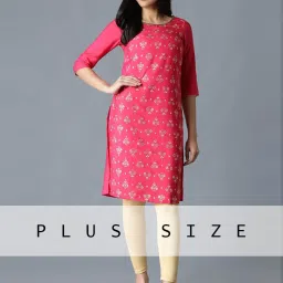 Aurelia Pink Floral Print Straight Kurta image 1