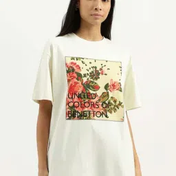 United Colors of Benetton White Cotton Floral Print Top-picture-48