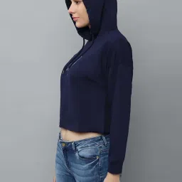 Allen Solly Navy Cotton Graphic Print Hoodie image 3