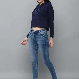 Allen Solly Navy Cotton Graphic Print Hoodie image 4