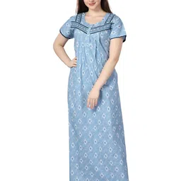 Soulemo Women Printed Maxi Pure Cotton Nightdress-picture-35