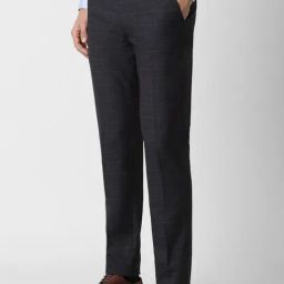 Peter England Black Slim Fit Checks Trousers-picture-0