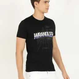 Wrangler Jet Black Cotton Regular Fit Printed T-Shirt image 4