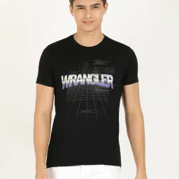 Wrangler Jet Black Cotton Regular Fit Printed T-Shirt image 1
