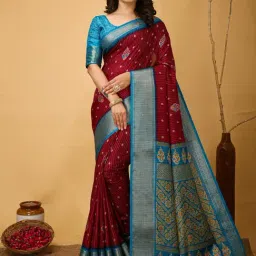 Saree Mall Maroon Silk Self Saree with Blouse Piece-image-36