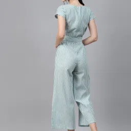 Cottinfab Cotton Green Striped Jumpsuit image 2
