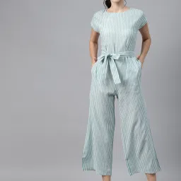 Cottinfab Cotton Green Striped Jumpsuit image 4
