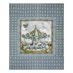 JAIPUR FABRIC 180 Tc Cotton King Size Circus Printed Flat Bed Sheet With 2 Pillow Covers Blue image 3