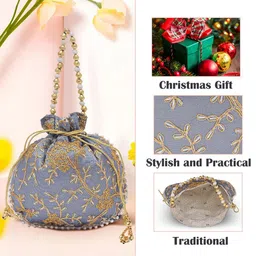 Kuber Industries Set Of 3 Embroidered Potli Clutches image 5