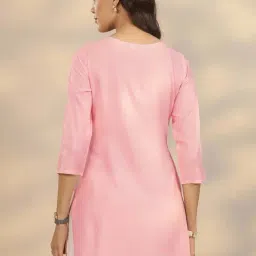 Libas Pink Straight Fit Embroidered Kurti image 2