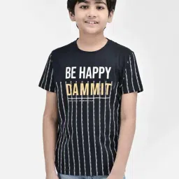 Crimsoune Club Kids Navy Cotton Striped T-Shirt-picture-15