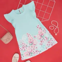 Pantaloons Junior Blue & Pink Floral Print Dress-picture-22