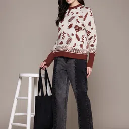 Roadster The Lifestyle Co. Floral Self Design Pullover-picture-10