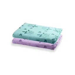 FABINALIV Multicolor Floral 300 Gsm Cotton Kids Bath Towels (Pack of 2) image 2
