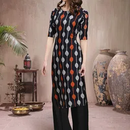 Ethnic basket Women Multicoloured Poly Crepe Kurta Sets image 2