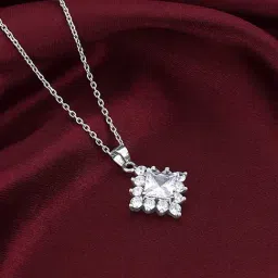 GIVA 92.5 Sterling Silver Rhombus Shine Pendant with Link Chain-picture-36