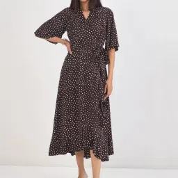 FEMMELLA Brown Viscose Printed Dress-picture-33