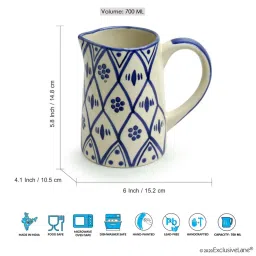 ExclusiveLane Hand-painted Studio Pottery Milk & Water Jug In Ceramic (700 ML, Microwave Safe) image 5