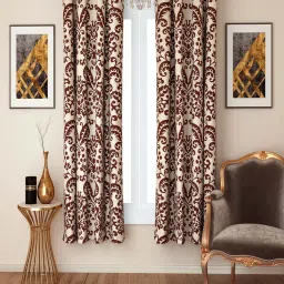 Swayam Brown Ethnic Eyelet Door Curtain - Single Piece (7 Ft) image 1