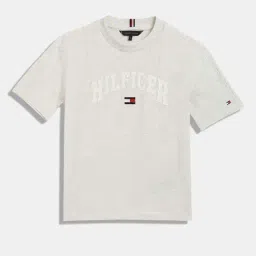 Tommy Hilfiger Kids Snow White Heather Printed Slim Fit T-Shirt-image-0