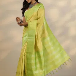 Libas Mustard Woven Design Saree With Unstitched Blouse image 3