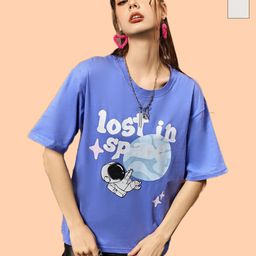 Christy World Typography Printed Pack Of 2 Drop Shoulder Sleeves Cotton Oversized T-shirts-picture-3