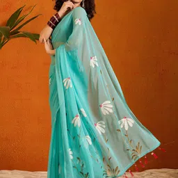 Mitera Floral Poly Chiffon Saree image 2