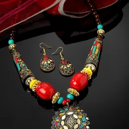 Shining Diva Gold-Plated Beaded Jewellery Set image 1