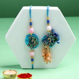 ADIVA Set Of 2 Rakhi With Roli Chawal & Greetings Card-picture-34