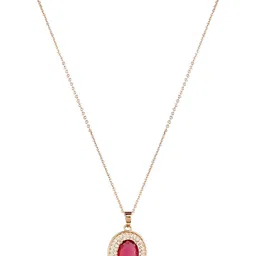 Nilu's Collection Rose Gold-Plated Ruby Studded Statement Necklace With Earrings image 3