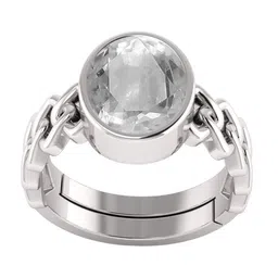 RSPR Sterling Silver White Sapphire Stone Studded Adjustable Finger Ring image 1