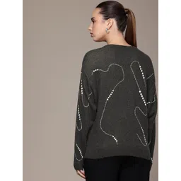 bebe Women Self Design Abstract Pullover Sweaters image 5