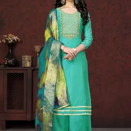 SHADOW & SAINING Floral Embroidered Zari Unstitched Dress Material-picture-20