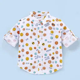 Babyhug Full Sleevesb Shirt Emoji Print - White-picture-21