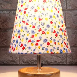 Devansh Multicolor cotton Round Natural Wood Table Lamp-picture-15