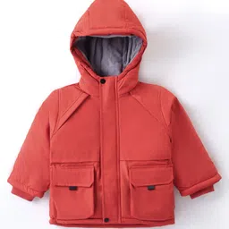 Kookie Kids Full Sleeves Hooded Solid Winter Jacket - Orange-picture-26