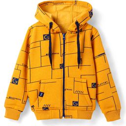 Little Kangaroos Fleece Knit Full SleevesHooded Sweat Jacket with Kangaroo Pockets - Yellow-picture-27