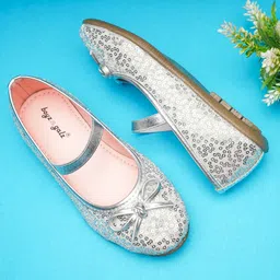 boyz n galz Sequin Embellished &Bow Applique Detailed Ballerinas - Sliver-picture-34