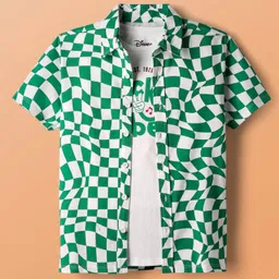Pine Kids Disney Single Jersey Knit Half Sleeves Front & Back Mickey Mouse Graphics Shirt With T-Shirt - Green-picture-31
