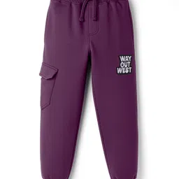Pine Kids Knit Full Length Lounge Pant With Text Print - Plum-picture-14