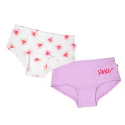Plan B Cotton Knit Pack Of 2 Heart & Xoxo Text Printed Panties - Lavender & White-image-9