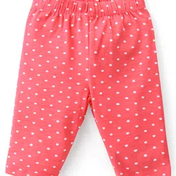 Babyhug Cotton Lycra Knit Three Fourth Leggings with Polka Dots & Floral Print Pack of 3 - Multicolour image 2