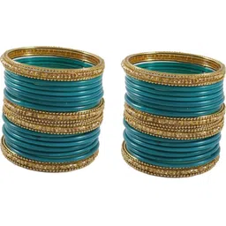 Shasmi Set Of 40 Beige Glass Artificial Stones & Beads Bangle image 3