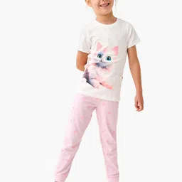 Juniors by Babyshop Girls Graphic Printed Pure Cotton T-shirt With Pyjamas-image-86