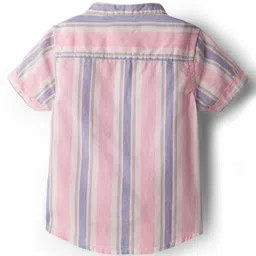 Babyhug Cotton Woven Half Sleeves Striped Shirt & Shorts Set - Beige image 3